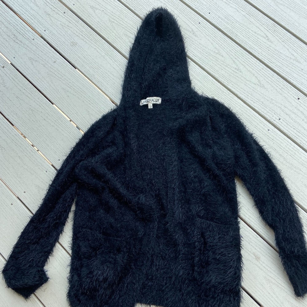 Nordstrom Fuzzy Black Cardigan, Size S